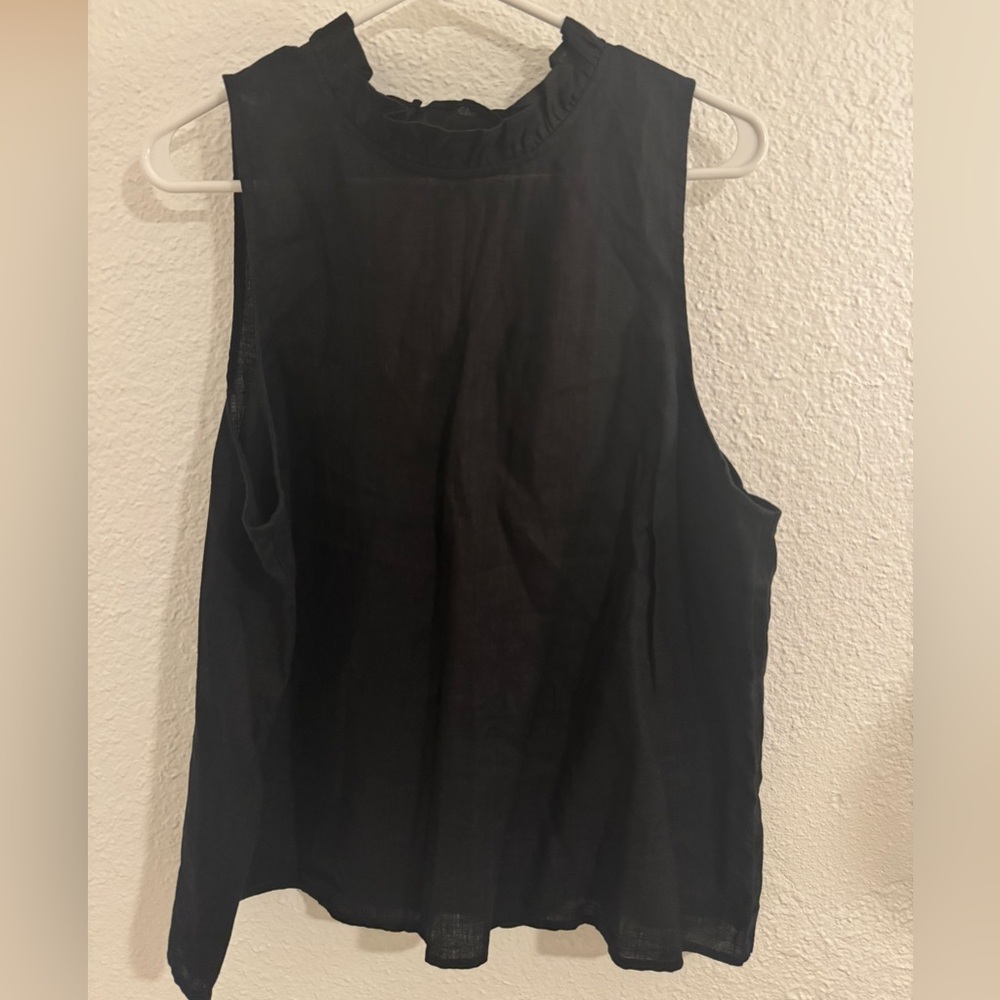 J.Crew Black Sleeveless Linen Top